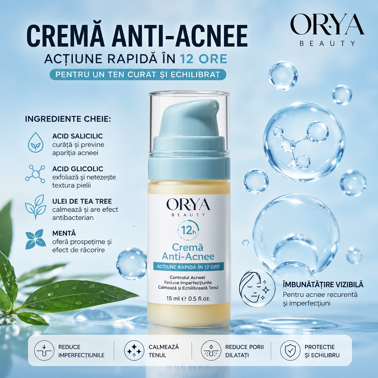 Orya Clear Skin Cream – Crema cu Acid Salicilic pentru Ten Predispus la Acnee