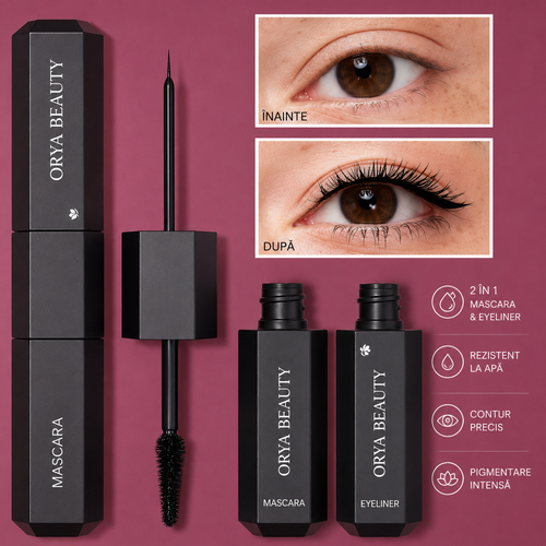 Set Orya Lash & Line Duo Waterproof – Mascara & Eyeliner 2 in 1, 2 bucati